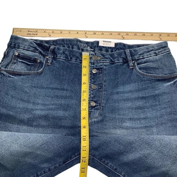 NWT Time And Tru Wide Leg Crop Blue Button Fly High Rise Jeans Womens Size 18 - Picture 12 of 14